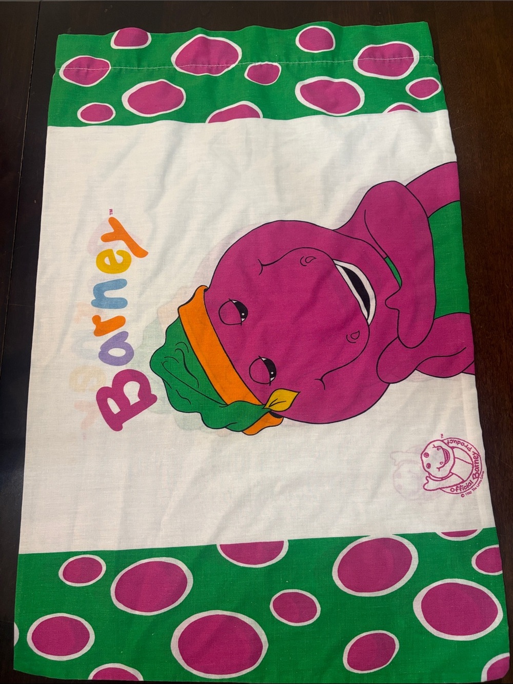 Vintage Barney Pink & Green Pillowcase